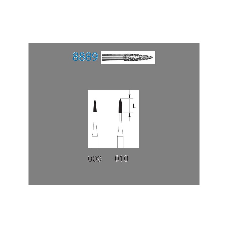 8889.314.009  KOMET FRESA DIAMANTE LLAMA TURBINA ø 009 GRANO FINO 5 ud.