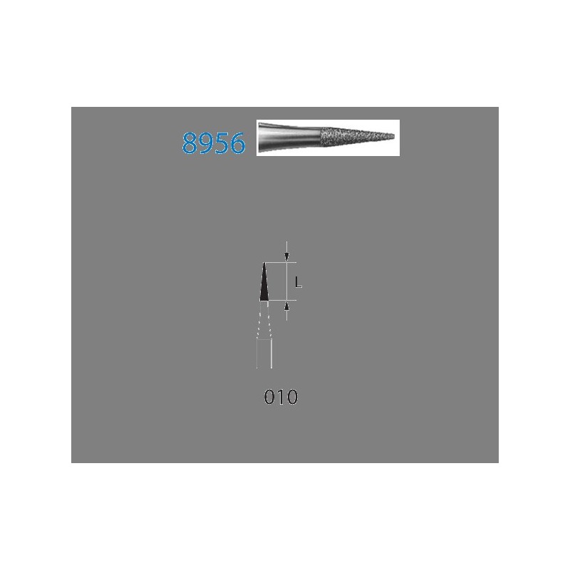 8956.314.010  KOMET FRESA DIAMANTE PUNTIAGUDA TURBINA ø 010 GRANO FINO 5 ud.