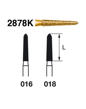 2878K.314.018  KOMET FRESA DIAMANTE TORPEDO CONICA TURBINA ø 018 GRANO EXTRA GRUESO 5 ud.