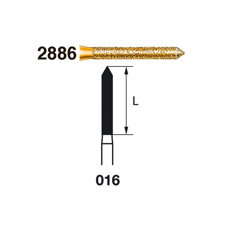 2886.314.016  KOMET FRESA DIAMANTE CILINDRICA TURBINA ø 016 GRANO EXTRA GRUESO 5 ud.