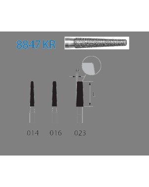 8847KR.314.016  KOMET FRESA DIAMANTE CONICA BORDE REDONDEADO TURBINA ø 016 GRANO FINO 5 ud.