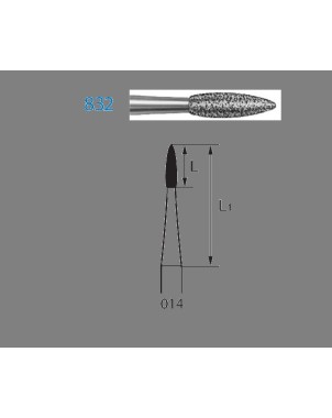 832.204.014  KOMET FRESA DIAMANTE LLAMA CONTRAANGULO ø 014 GRANO ESTANDAR 5 ud.