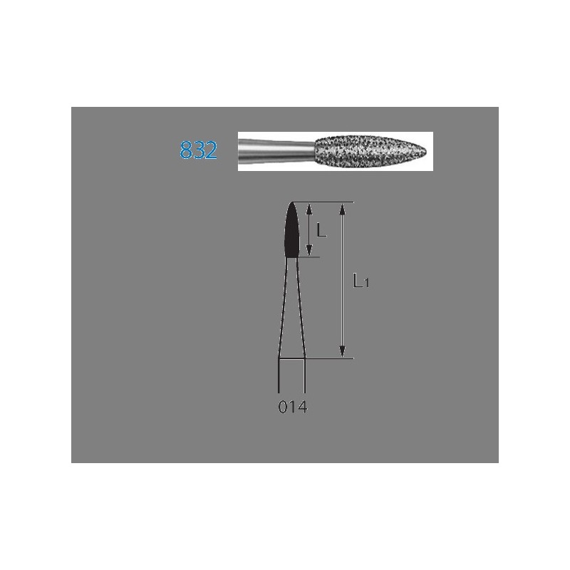 832EF.204.014  KOMET FRESA DIAMANTE LLAMA CONTRAANGULO ø 014 GRANO EXTRA FINO 5 ud.