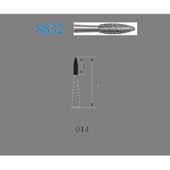 8832.204.014  KOMET FRESA DIAMANTE LLAMA CONTRAANGULO ø 014 GRANO FINO 5 ud.