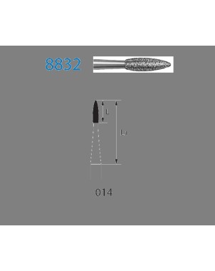 8832.204.014  KOMET FRESA DIAMANTE LLAMA CONTRAANGULO ø 014 GRANO FINO 5 ud.