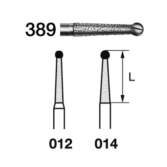389.314.012  KOMET FRESA DIAMANTE CONICA REDONDEADA TURBINA ø 012 GRANO ESTANDAR 5 ud.