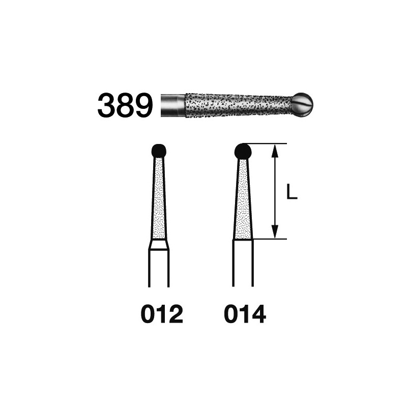 389.314.012  KOMET FRESA DIAMANTE CONICA REDONDEADA TURBINA ø 012 GRANO ESTANDAR 5 ud.