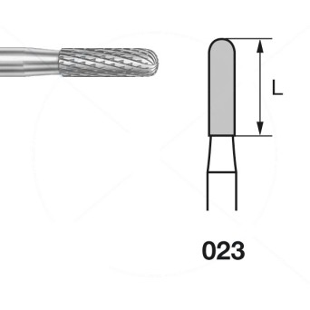 H129E.104.023 KOMET FRESA C. TUNGSTENO CILINDRICA REDONDEADA PIEZA DE MANO ø 023 - 1uds