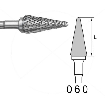 H257RE.104.060 KOMET FRESA C. TUNGSTENO CONICA REDONDEADA PIEZA DE MANO ø 060 - 1uds