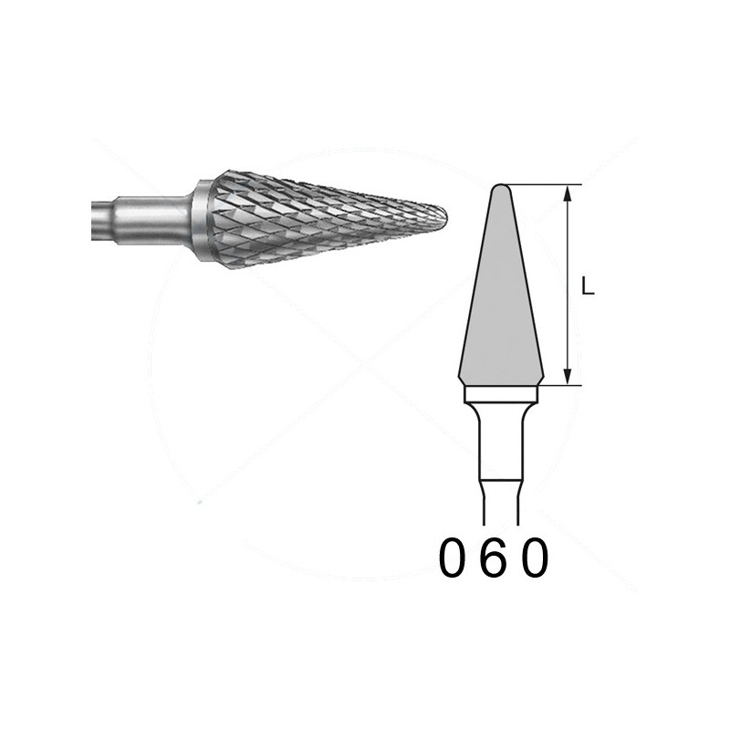 H257RE.104.060 KOMET FRESA C. TUNGSTENO CONICA REDONDEADA PIEZA DE MANO ø 060 - 1uds