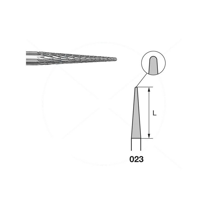 H257REF.104.023 KOMET FRESA C. TUNGSTENO CONICA REDONDEADA PIEZA DE MANO ø 023 - 1uds