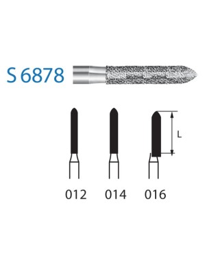 S6878.314.012  KOMET FRESA DIAMANTE TORPEDO TURBINA ø 012 GRANO GRUESO S 5 ud.