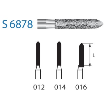 S6878.314.014  KOMET FRESA DIAMANTE TORPEDO TURBINA ø 014 GRANO GRUESO S 5 ud.