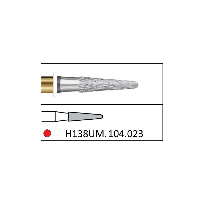 H138UM.104.023 KOMET FRESA C. TUNGSTENO CONICA REDONDEADA PIEZA DE MANO ø 023 - 1uds