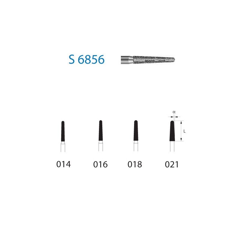 S6856.314.021  KOMET FRESA DIAMANTE CONICA REDONDEADA TURBINA ø 021 GRANO GRUESO S 5 ud.