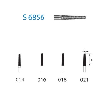 S6856.314.014  KOMET FRESA DIAMANTE CONICA REDONDEADA TURBINA ø 014 GRANO GRUESO S 5 ud.