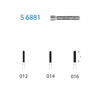S6881.314.014  KOMET FRESA DIAMANTE CILINDRICA REDONDEADA TURBINA ø 014 GRANO GRUESO S 5 ud.