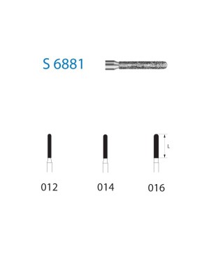 S6881.314.014  KOMET FRESA DIAMANTE CILINDRICA REDONDEADA TURBINA ø 014 GRANO GRUESO S 5 ud.
