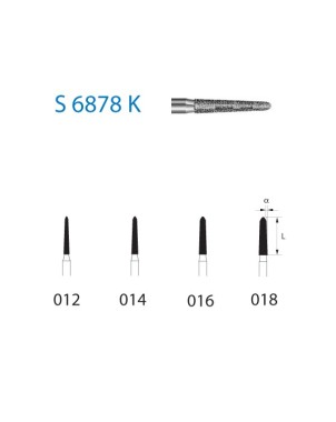 S6878K.314.018  KOMET FRESA DIAMANTE TORPEDO CONICA TURBINA ø 018 GRANO GRUESO S 5 ud.
