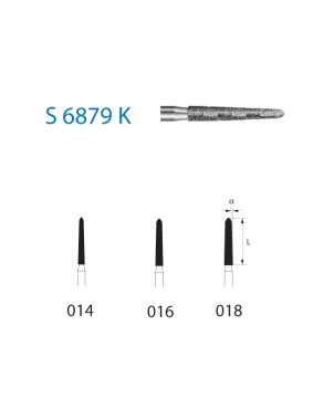 S6879K.314.014  KOMET FRESA DIAMANTE TORPEDO CONICA TURBINA ø 014 GRANO GRUESO S 5 ud.