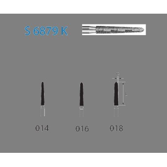 S6879K.314.016  KOMET FRESA DIAMANTE TORPEDO CONICA TURBINA ø 016 GRANO GRUESO S 5 ud.