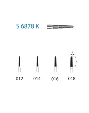 S6878K.314.012  KOMET FRESA DIAMANTE TORPEDO CONICA TURBINA ø 012 GRANO GRUESO S 5 ud.