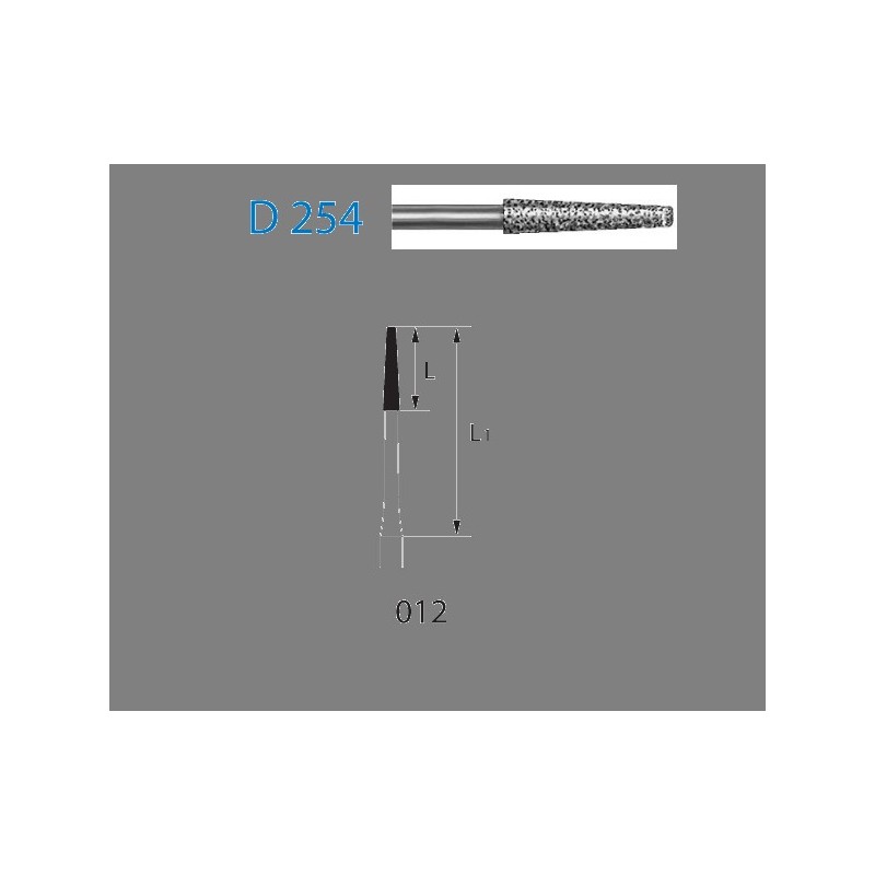 D254.314.012  KOMET FRESA DIAMANTE CONICA TURBINA ø 012 GRANO ESTANDAR 5 ud.