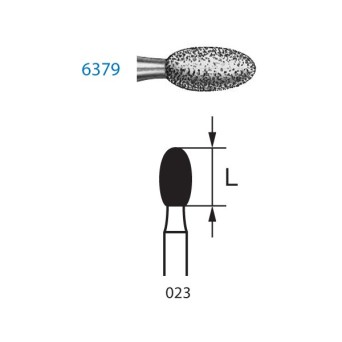 6379.314.023  KOMET FRESA DIAMANTE HUEVO TURBINA ø 023 GRANO GRUESO 5 ud.