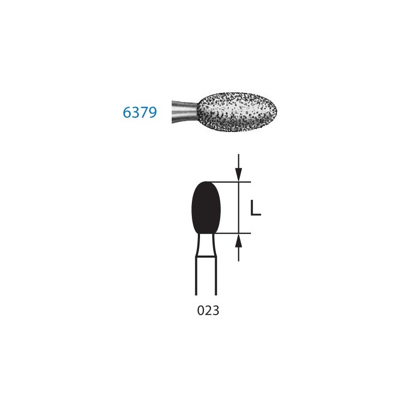 6379.314.023  KOMET FRESA DIAMANTE HUEVO TURBINA ø 023 GRANO GRUESO 5 ud.
