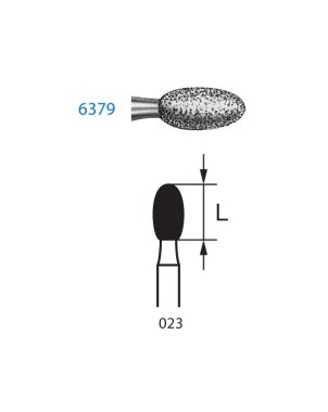 6379.314.023  KOMET FRESA DIAMANTE HUEVO TURBINA ø 023 GRANO GRUESO 5 ud.