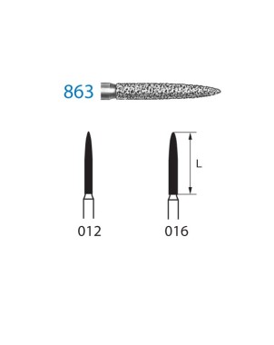 863.314.016  KOMET FRESA DIAMANTE LLAMA TURBINA ø 016 GRANO ESTANDAR 5 ud.