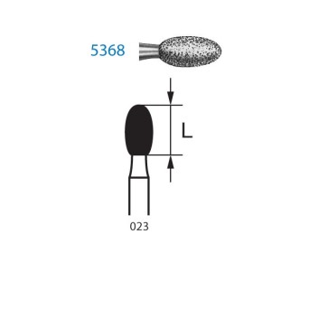 5379.314.023  KOMET FRESA DIAMANTE HUEVO TURBINA ø 023 GRANO SUPER GRUESO 5 ud.