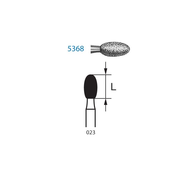 5379.314.023  KOMET FRESA DIAMANTE HUEVO TURBINA ø 023 GRANO SUPER GRUESO 5 ud.