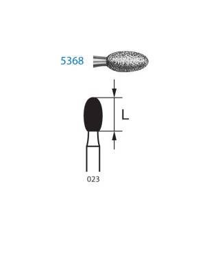 5379.314.023  KOMET FRESA DIAMANTE HUEVO TURBINA ø 023 GRANO SUPER GRUESO 5 ud.