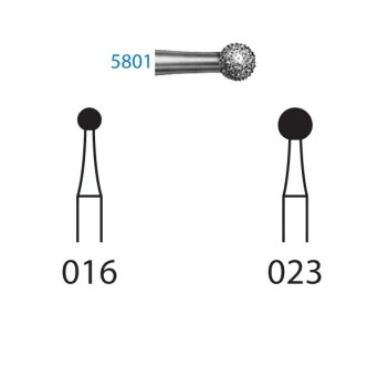 5801.314.016  KOMET FRESA DIAMANTE BOLA TURBINA ø 016 GRANO SUPER GRUESO 5 ud.