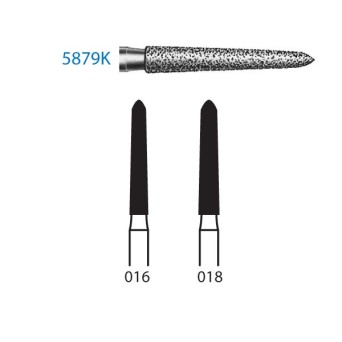 5879K.314.016  KOMET FRESA DIAMANTE TORPEDO CONICA TURBINA ø 016 GRANO SUPER GRUESO 5 ud.