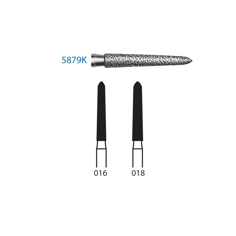 5879K.314.016  KOMET FRESA DIAMANTE TORPEDO CONICA TURBINA ø 016 GRANO SUPER GRUESO 5 ud.