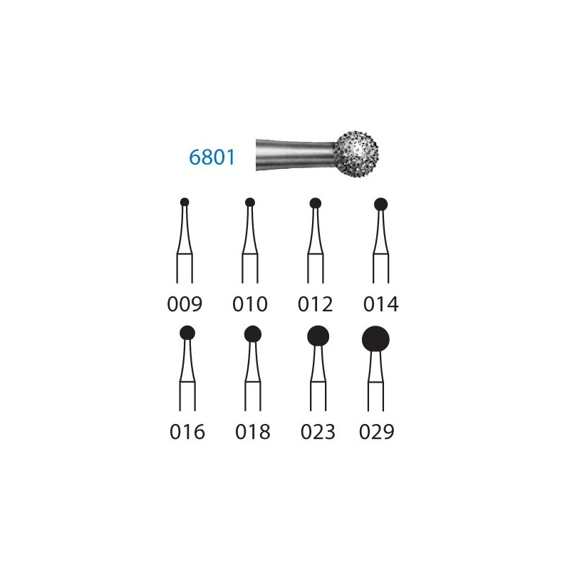6801.314.029  KOMET FRESA DIAMANTE BOLA TURBINA ø 029 GRANO GRUESO 5 ud.