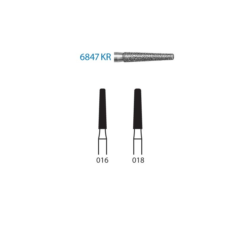 6847KR.314.018  KOMET FRESA DIAMANTE CONICA BORDE REDONDEADO TURBINA ø 018 GRANO GRUESO 5 ud.