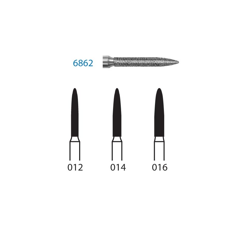 6862.314.012  KOMET FRESA DIAMANTE LLAMA TURBINA ø 012 GRANO GRUESO 5 ud.