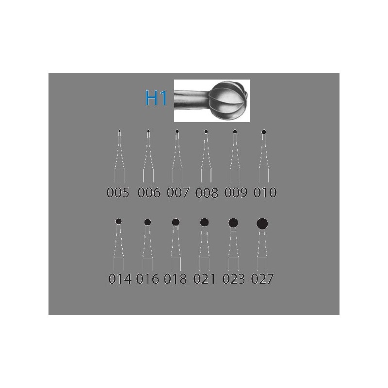 H1.204.027  KOMET FRESA C. TUNGSTENO BOLA CONTRAANGULO ø 027  5 ud.