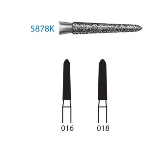 5878K.314.018  KOMET FRESA DIAMANTE TORPEDO CONICA TURBINA ø 018 GRANO SUPER GRUESO 5 ud.