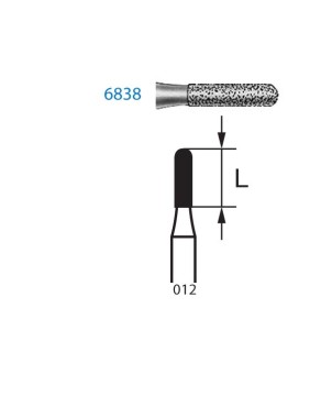 6838.314.012  KOMET FRESA DIAMANTE CILINDRICA REDONDEADA TURBINA ø 012 GRANO GRUESO 5 ud.