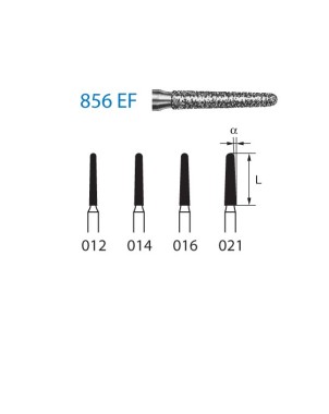 856EF.314.012  KOMET FRESA DIAMANTE CONICA REDONDEADA TURBINA ø 012 GRANO EXTRA FINO 5 ud.