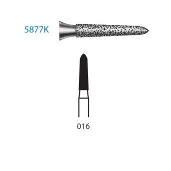 5877K.314.016  KOMET FRESA DIAMANTE TORPEDO CONICA TURBINA ø 016 GRANO SUPER GRUESO 5 ud.