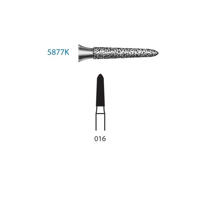 5877K.314.016  KOMET FRESA DIAMANTE TORPEDO CONICA TURBINA ø 016 GRANO SUPER GRUESO 5 ud.