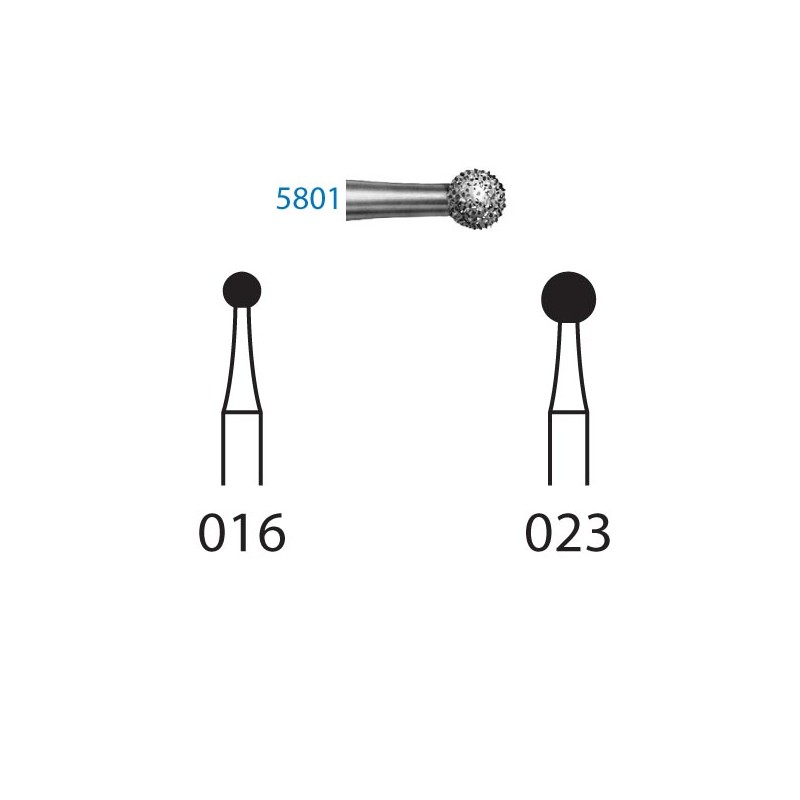 5801.314.023  KOMET FRESA DIAMANTE BOLA TURBINA ø 023 GRANO SUPER GRUESO 5 ud.