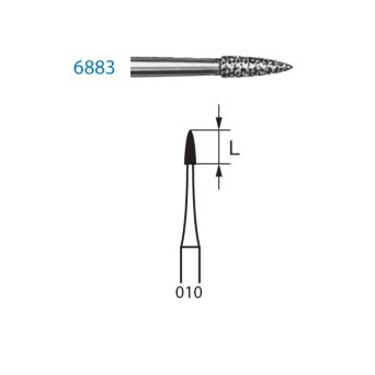 6883.314.010  KOMET FRESA DIAMANTE LLAMA TURBINA ø 010 GRANO GRUESO 5 ud.
