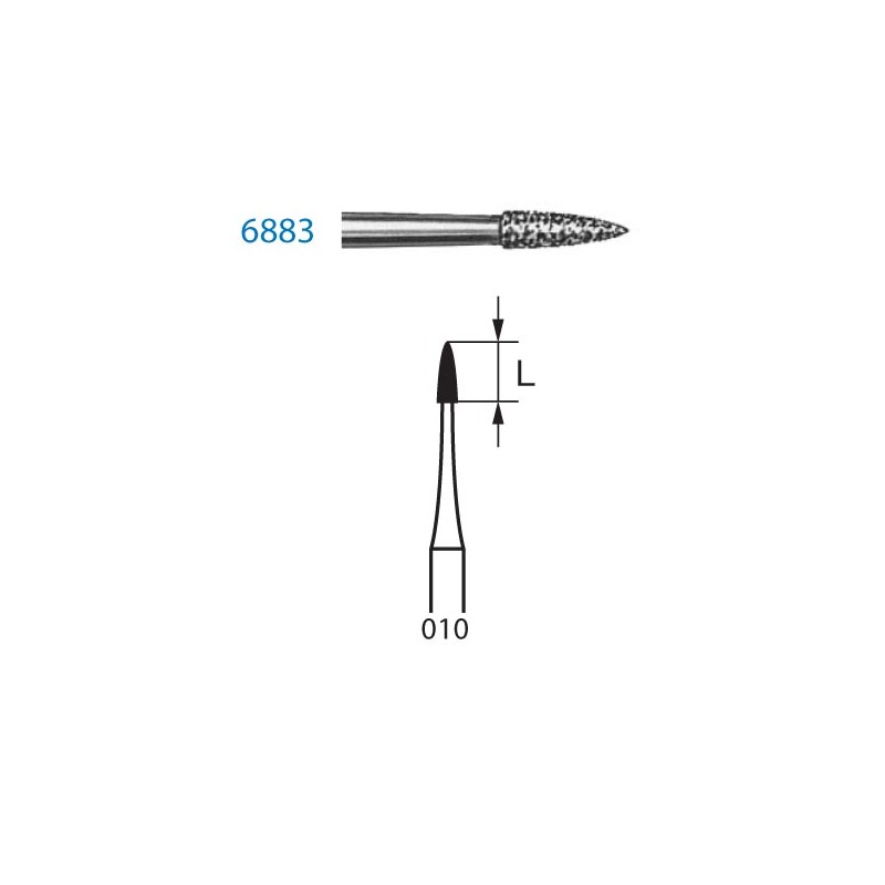6883.314.010  KOMET FRESA DIAMANTE LLAMA TURBINA ø 010 GRANO GRUESO 5 ud.