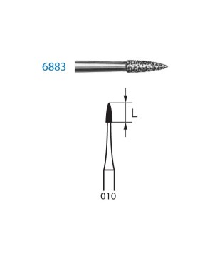 6883.314.010  KOMET FRESA DIAMANTE LLAMA TURBINA ø 010 GRANO GRUESO 5 ud.
